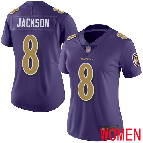 Baltimore Ravens Limited Purple Women Lamar Jackson Jersey NFL Football #8 Rush Vapor Untouchable